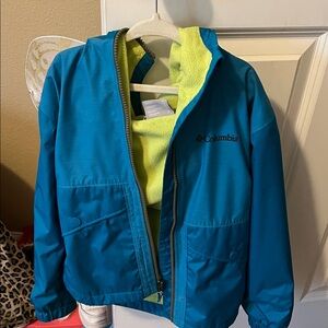 Columbia Kids Teal Raincoat with Lime Interior